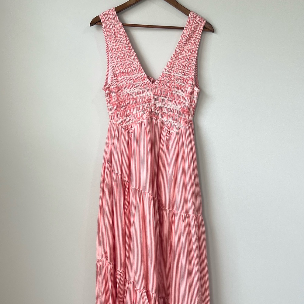Free People Juno Smocked Tiered Maxi Dress Sz Xs Bohemian Flare Stripe Dress - Picture 9 of 16